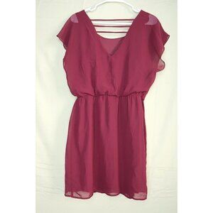 City Triangles Purple Dress Drop Waist Chiffon Lined Womens Size Large